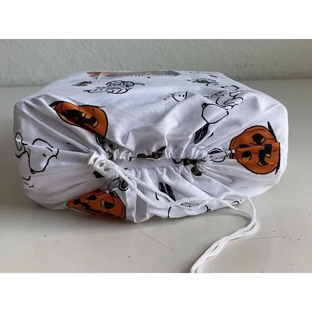 Peanuts Snoopy Halloween Costumes QUEEN Sheet‎ Set Ghost Mummy Skeleton NEW